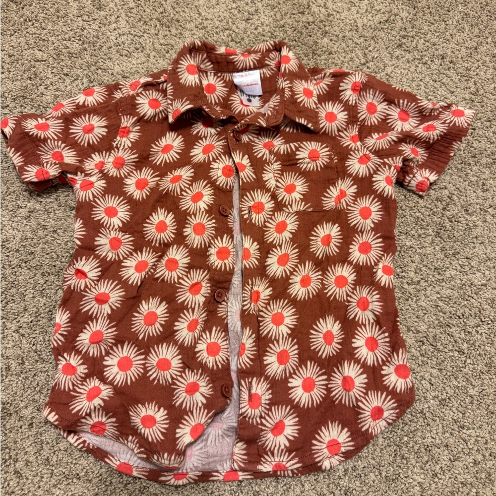 Brown Floral Kids Shirt